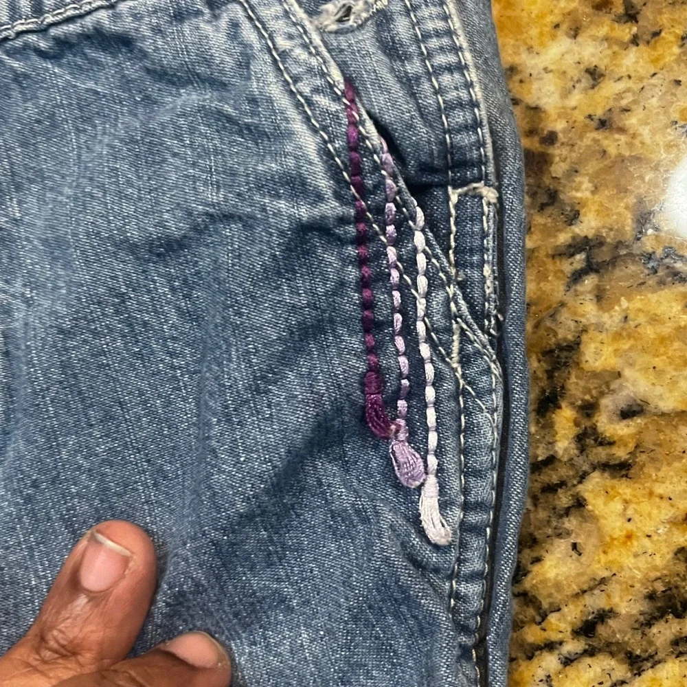 Carters Baby‎ Girls Denim Overalls Floral Embroidery Purple Corduroy Pocket 9M